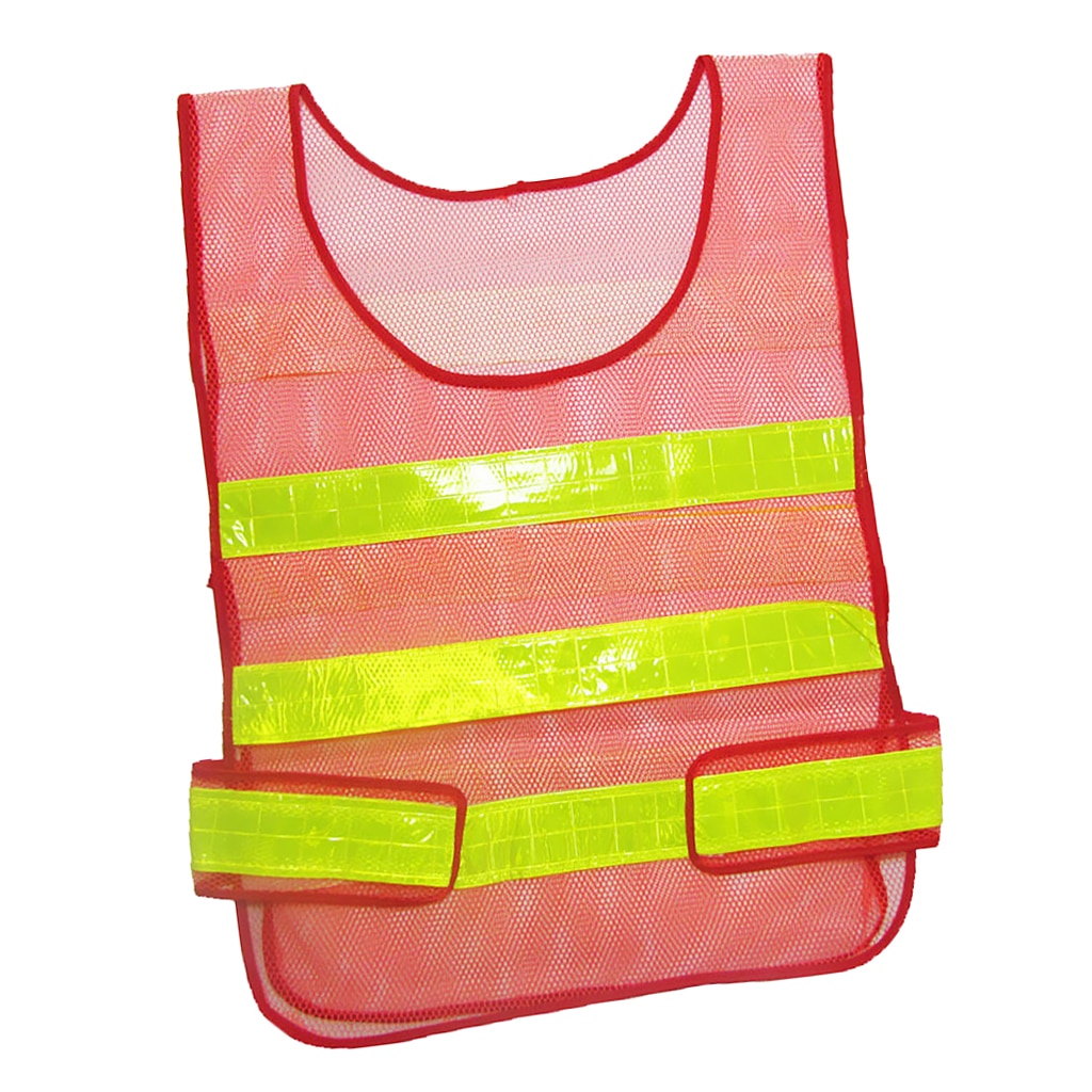 Adjustable Security Safety Vest Jacket Reflective Strips Outdoor Wear -Red