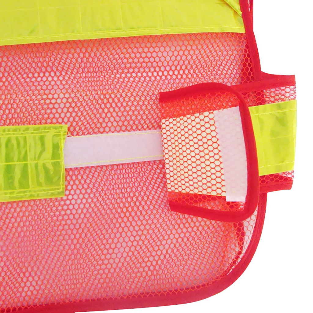 Adjustable Security Safety Vest Jacket Reflective Strips Outdoor Wear -Red