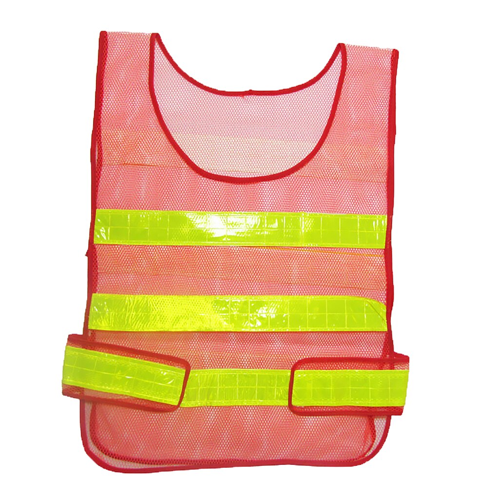 Adjustable Security Safety Vest Jacket Reflective Strips Outdoor Wear -Red