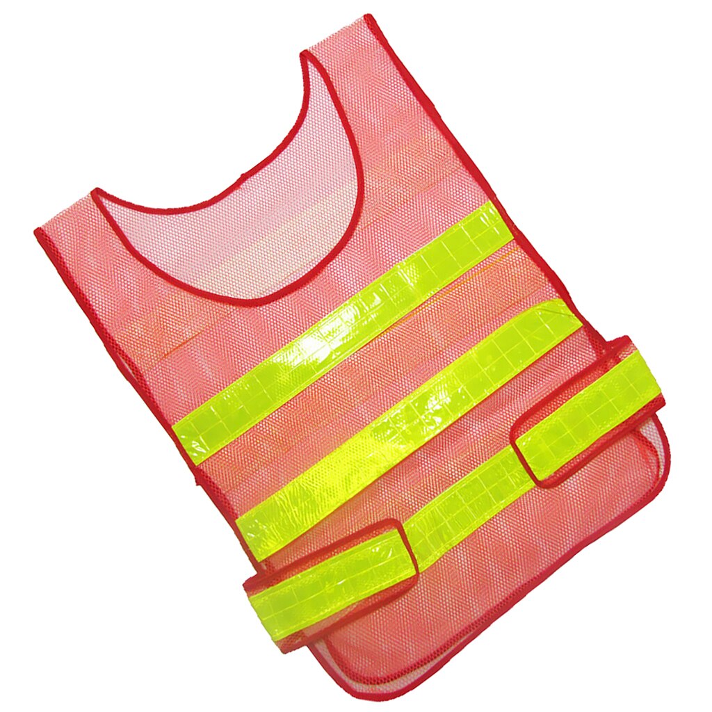 Adjustable Security Safety Vest Jacket Reflective Strips Outdoor Wear -Red