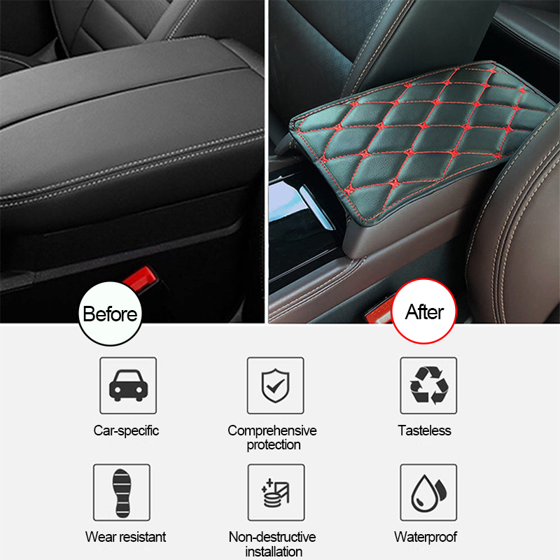 Car Arm Rest Cover Leather Mat