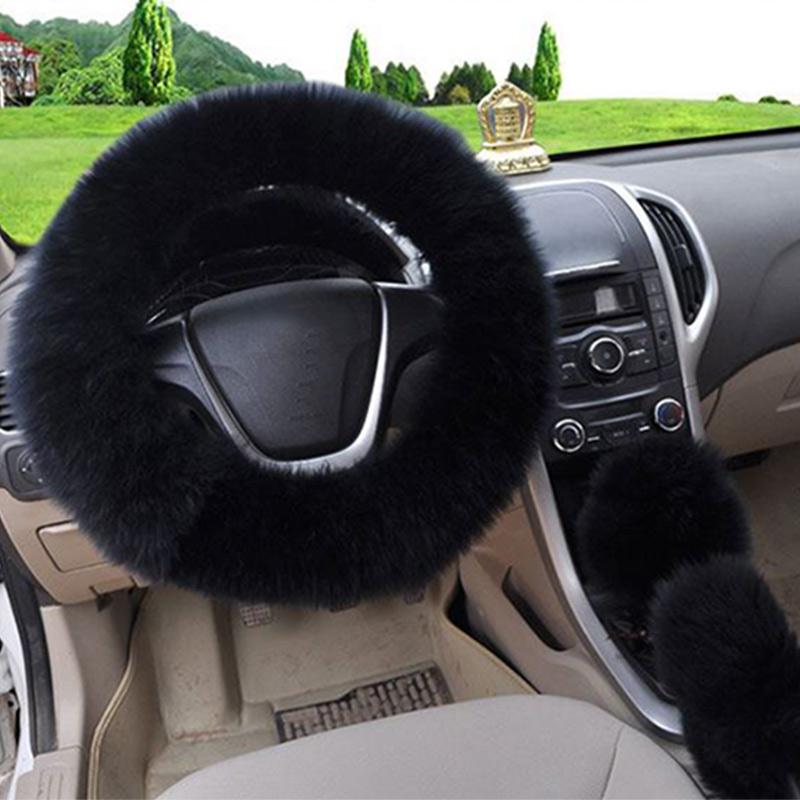 Fur Steering Wheel Cover 3-Piece Set