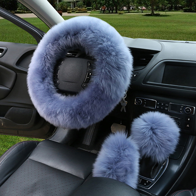 Fur Steering Wheel Cover 3-Piece Set