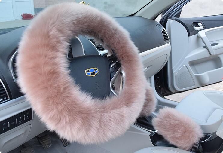 Fur Steering Wheel Cover 3-Piece Set