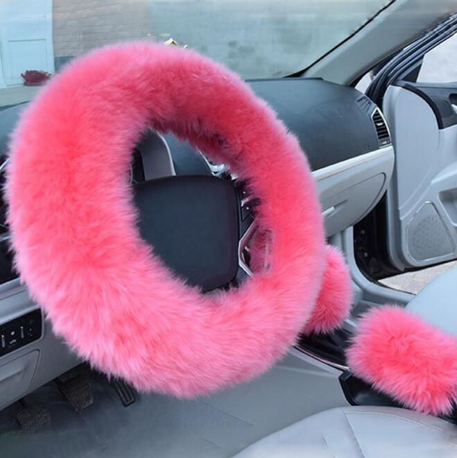 Fur Steering Wheel Cover 3-Piece Set