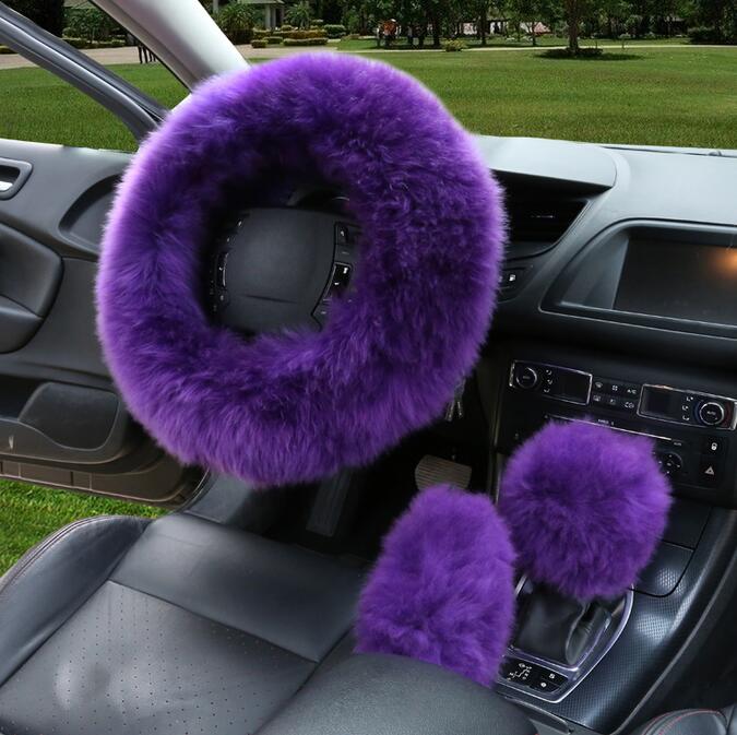 Fur Steering Wheel Cover 3-Piece Set