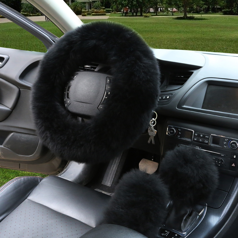 Fur Steering Wheel Cover 3-Piece Set