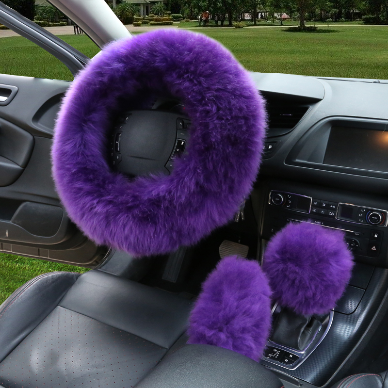 Fur Steering Wheel Cover 3-Piece Set