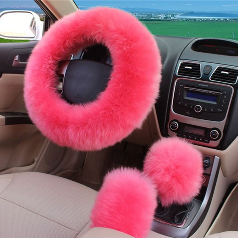 Fur Steering Wheel Cover 3-Piece Set