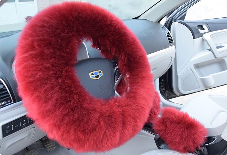 Fur Steering Wheel Cover 3-Piece Set