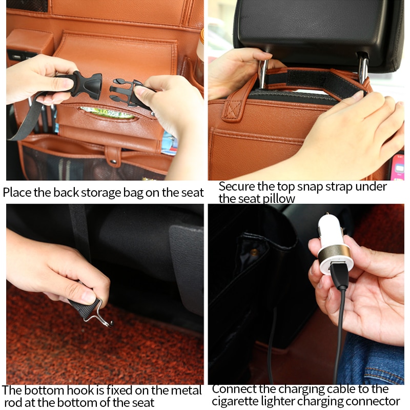 Auto Organizer Backseat Leather Storage