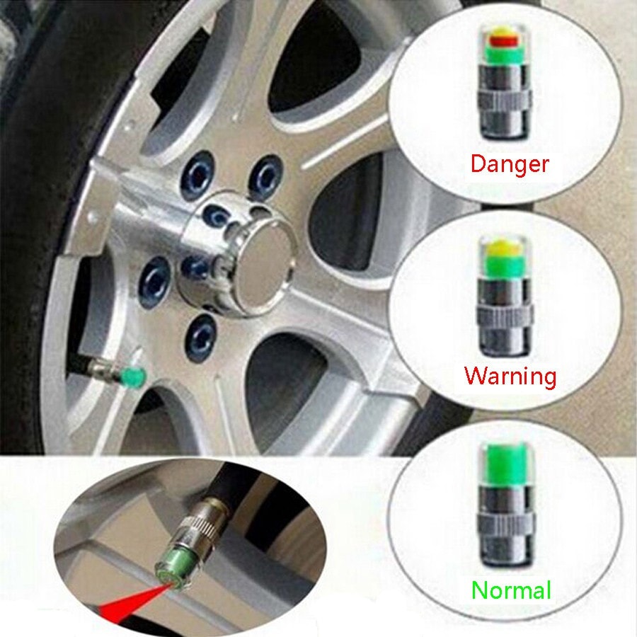 Tire Valve Cap Smart Pressure Indicator (Set of 4)