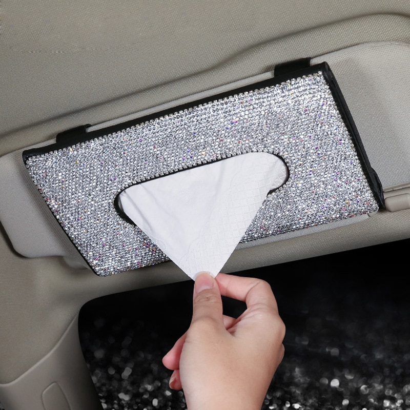 Car Visor Tissue Holder with Crystal Blings