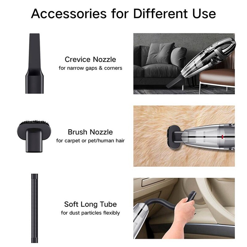 Rechargeable Car Vacuum Cleaner Handheld Powerful Cyclone Suction Cordless Cleaner Quick Charge for Car Home Pet Hair