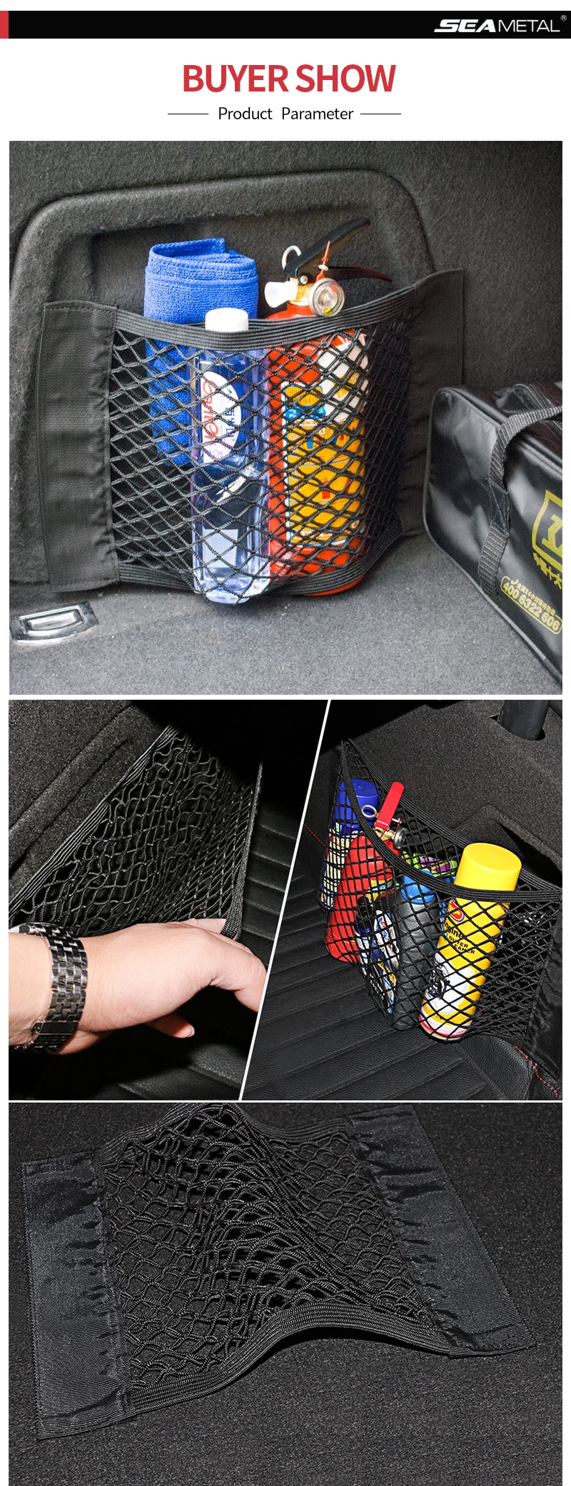 Car Trunk Storage Bag Nylon Mesh Nets Auto Back Rear Trunk Organizer Elastic String Luggage Net Holder Pocket Vehicle supplies