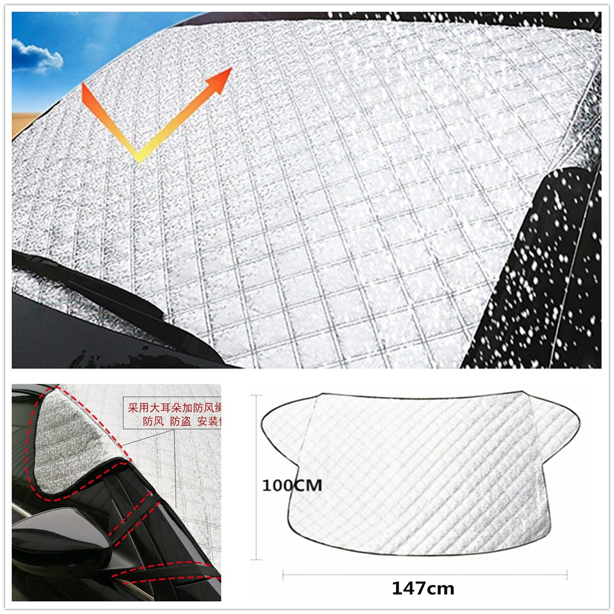 Practical Car Windscreen Cover Anti Snow Frost Ice Shield Large Snow Dust Protector Heat Sun Shade Large