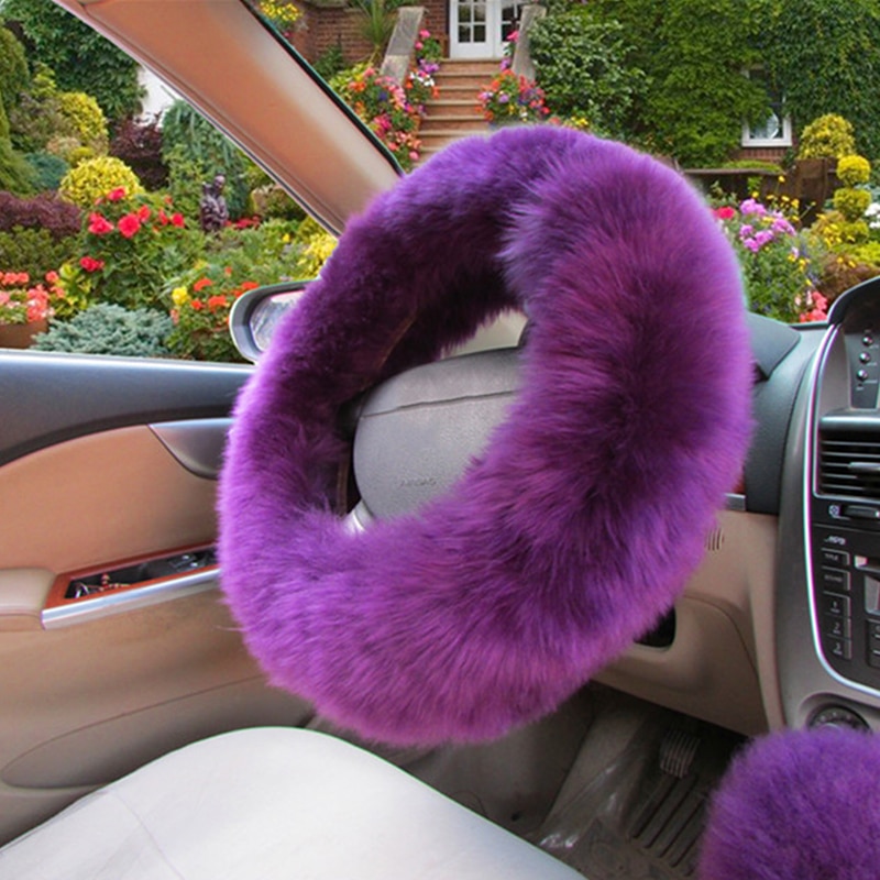 Furry Steering Wheel Cover Warm Wool (Set of 3)