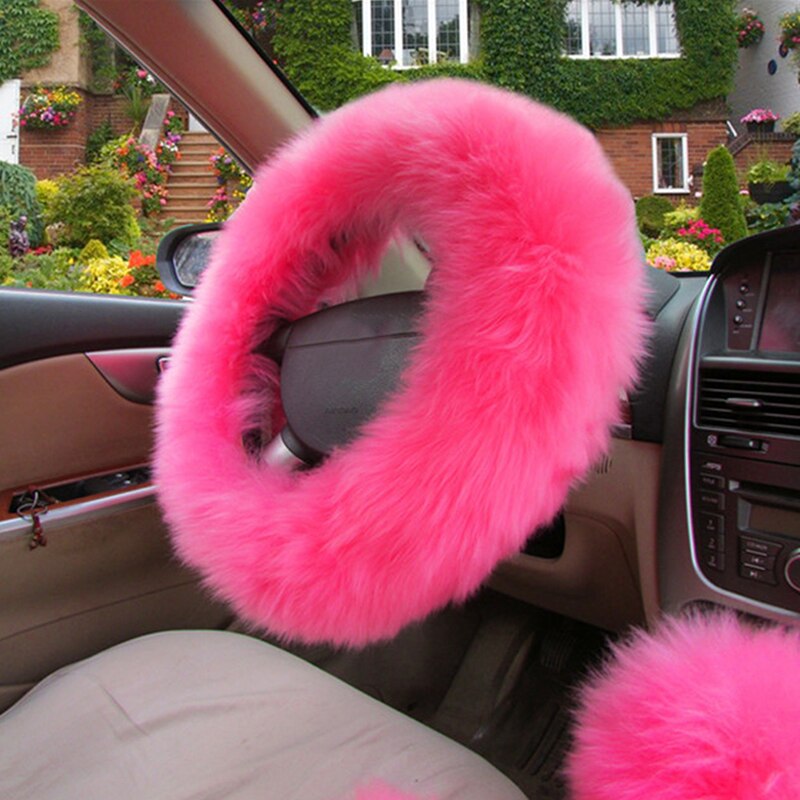 Furry Steering Wheel Cover Warm Wool (Set of 3)