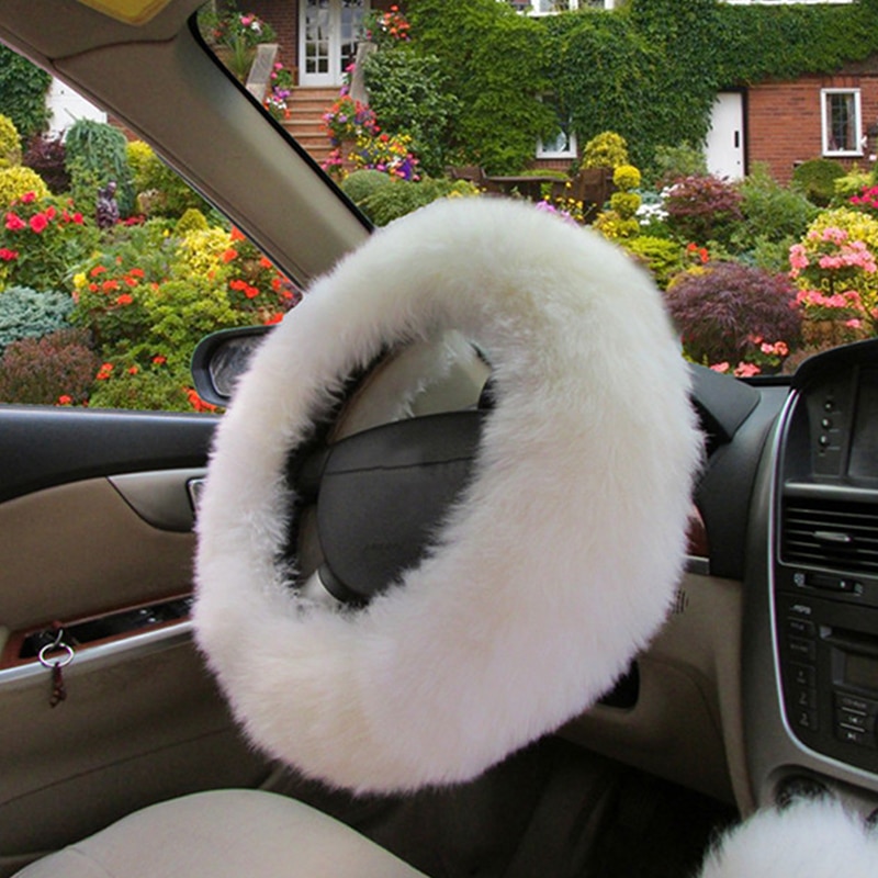 Furry Steering Wheel Cover Warm Wool (Set of 3)