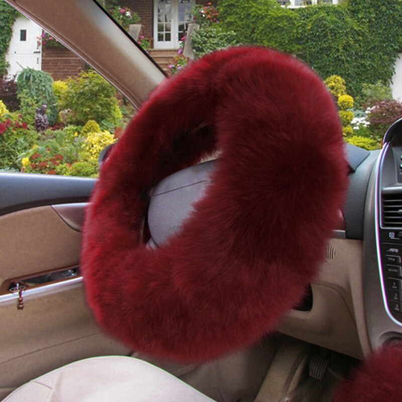 Furry Steering Wheel Cover Warm Wool (Set of 3)