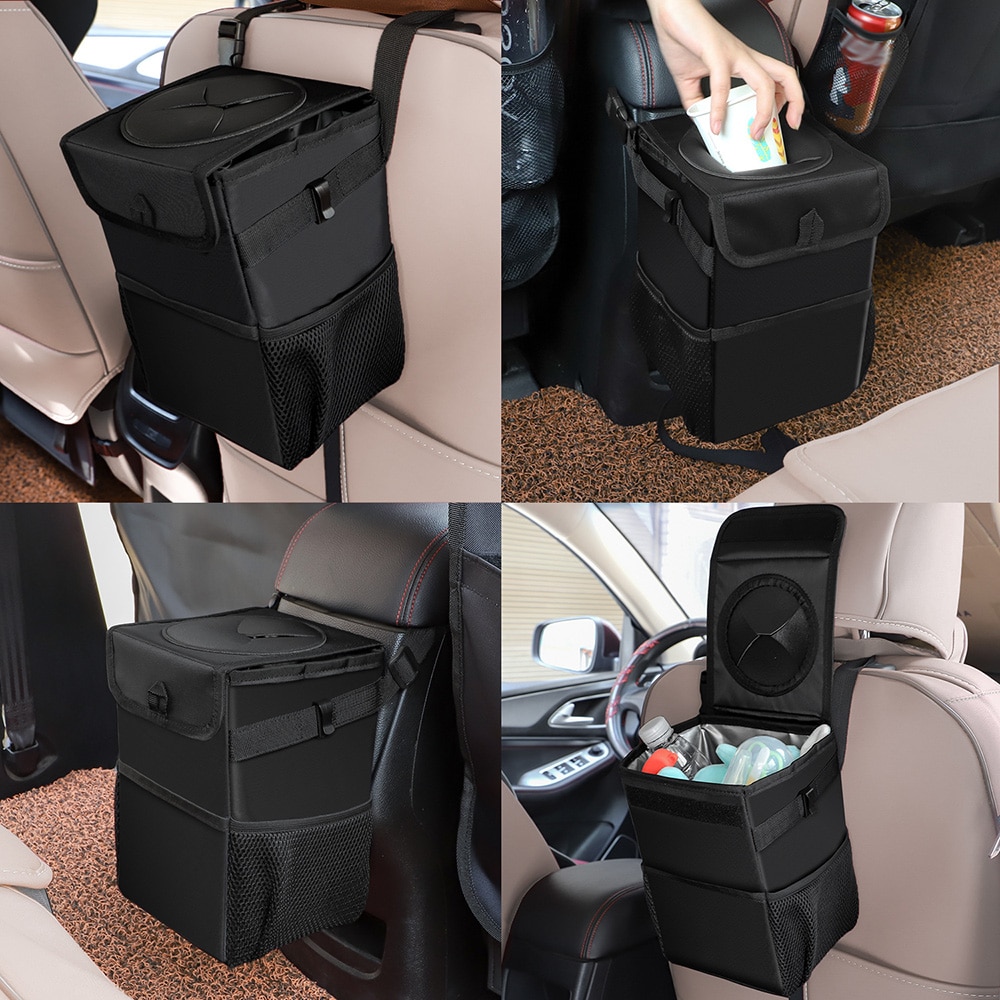 Car Trash Bin Comfortable Car Garbage Can Portable Drive Bin Premium Hanging Wastebasket Seat Waterproof Litter Garbage