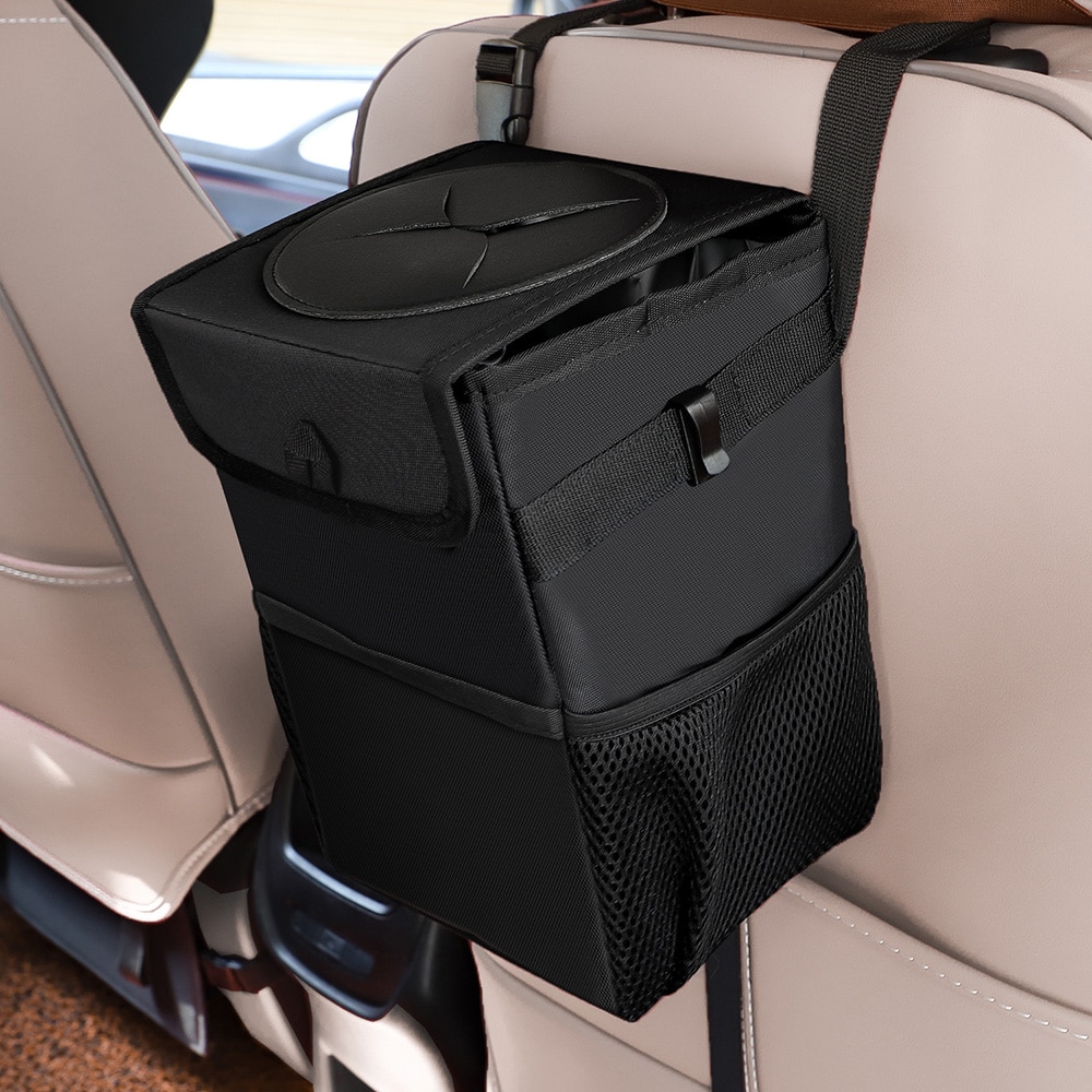 Car Trash Bin Comfortable Car Garbage Can Portable Drive Bin Premium Hanging Wastebasket Seat Waterproof Litter Garbage