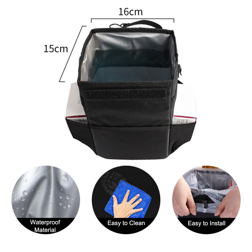 Car Trash Bin Comfortable Car Garbage Can Portable Drive Bin Premium Hanging Wastebasket Seat Waterproof Litter Garbage