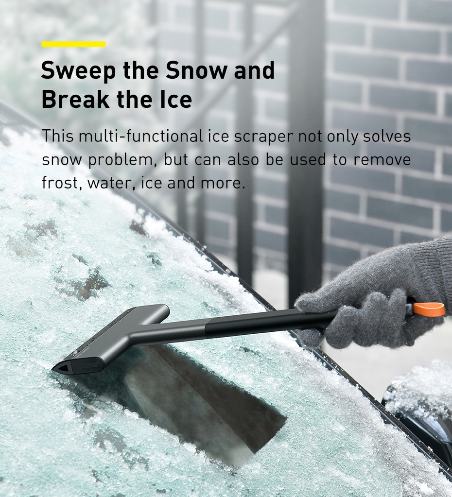 Baseus Car Ice Scraper Windshield Ice Breaker Quick Clean Glass Brush Snow Remover TPU Tool Auto Window Winter Snow Brush Shovel