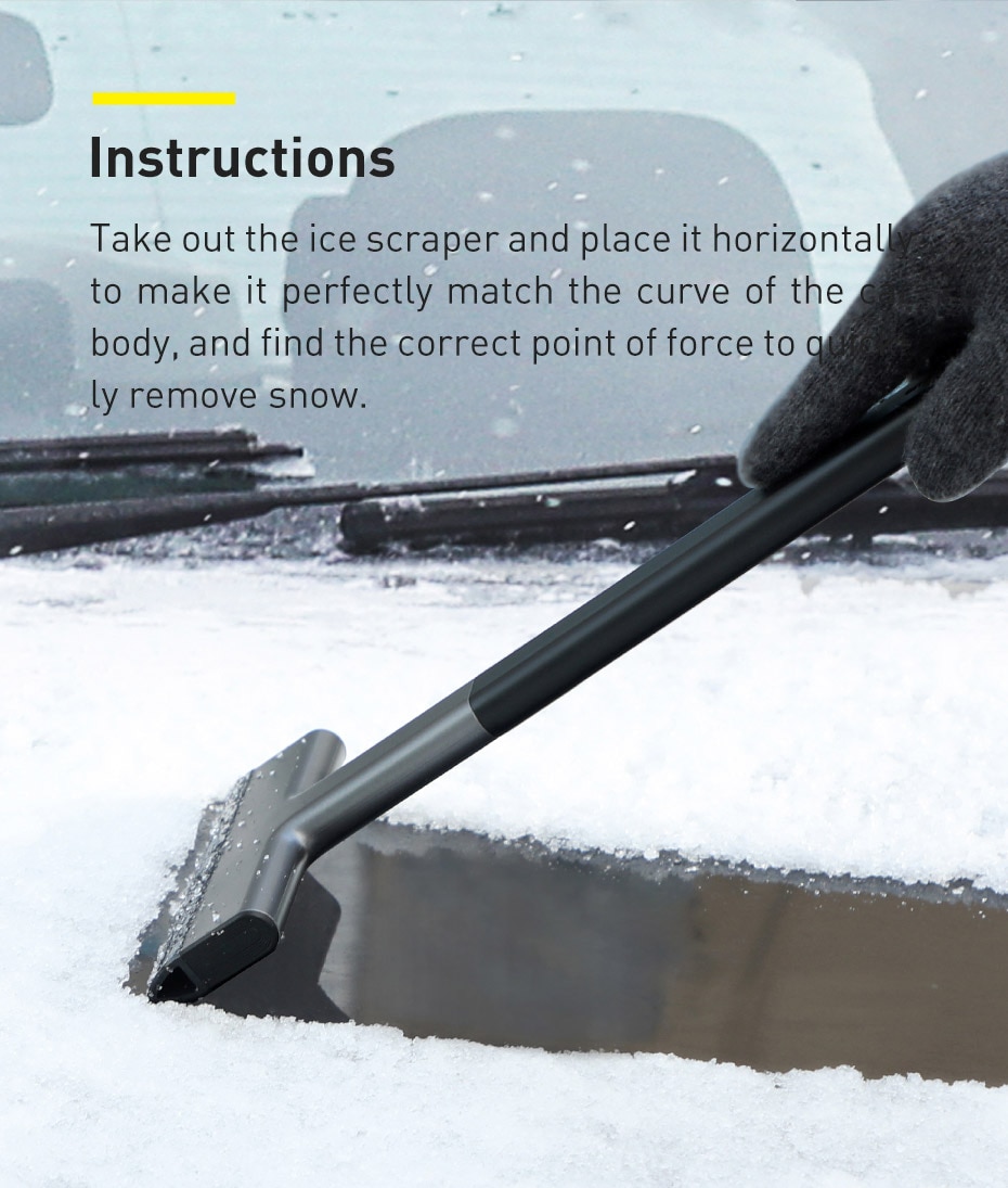 Baseus Car Ice Scraper Windshield Ice Breaker Quick Clean Glass Brush Snow Remover TPU Tool Auto Window Winter Snow Brush Shovel