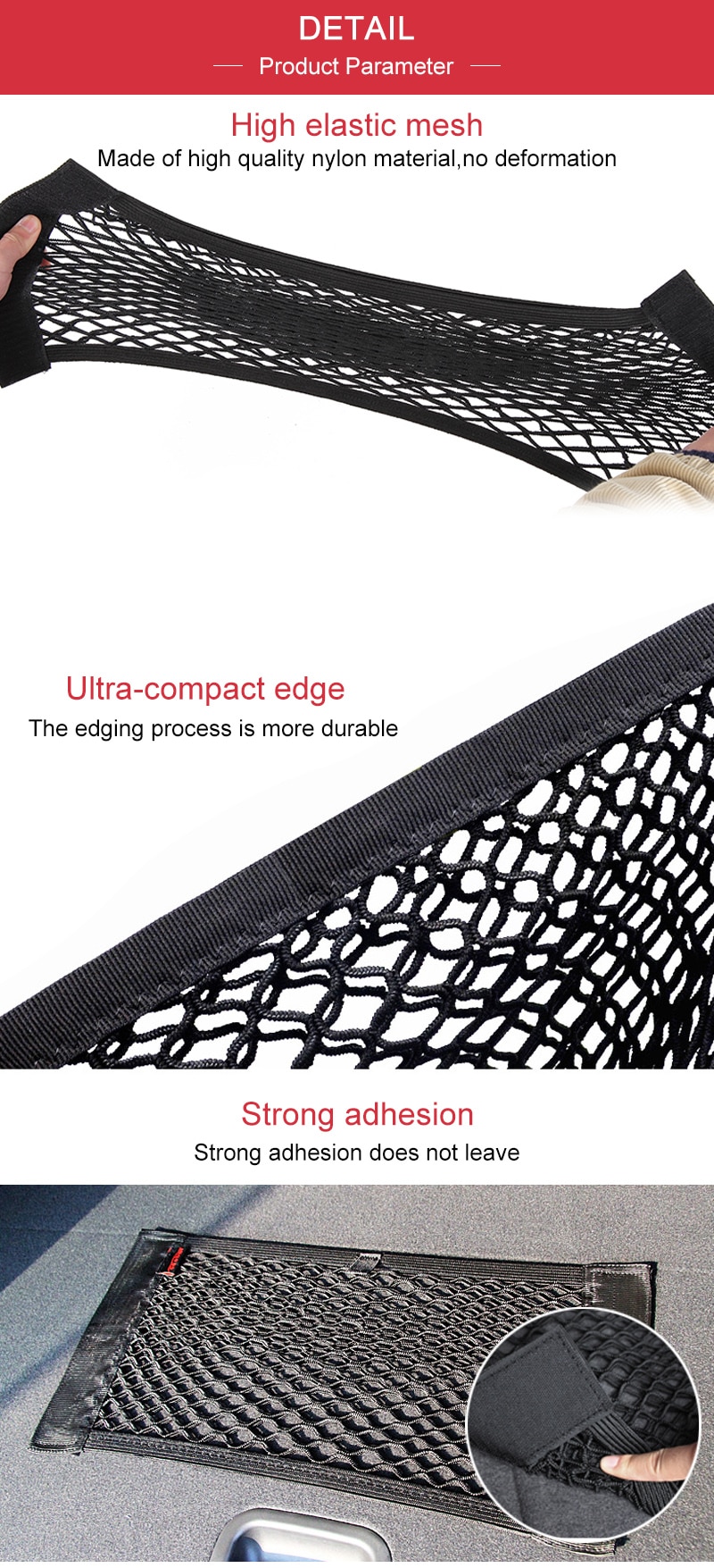 Car Back Rear Mesh Trunk Seat Elastic String Net Magic Sticker Universal Storage Bag Pocket Cage Auto Organizer Seat Back Bag