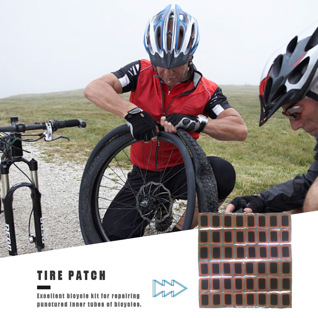 48 Pcs/set Tire Repair Patch Inner Tube Puncture Rubber Patches With Glue Set Bike Tyre Repair Kit Cycling Tools Accessories