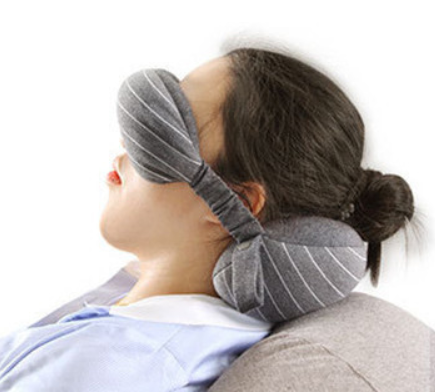 Travel Neck Pillow with Eye Mask 2-in-1